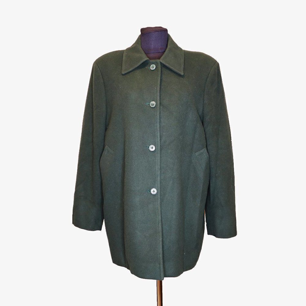 Giorgio Armani Green Wool Cocoon Coat Sz M